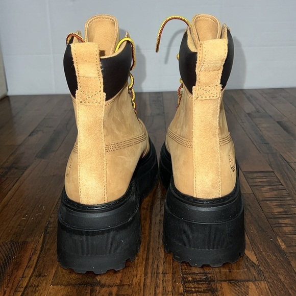 Timberland Sky Boots Wheat Nubuck Leather 6” Lace Up Platform Lug Soles Sz 7 - Picture 8 of 16